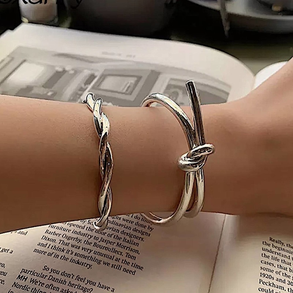 NEW STERLING SILVER KNOT MINIMALIST BANGLE BRACELET